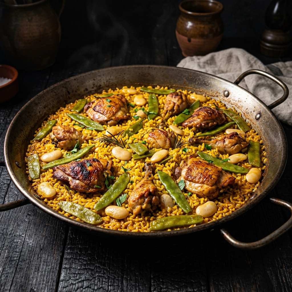 Паэлья с курицей и кроликом